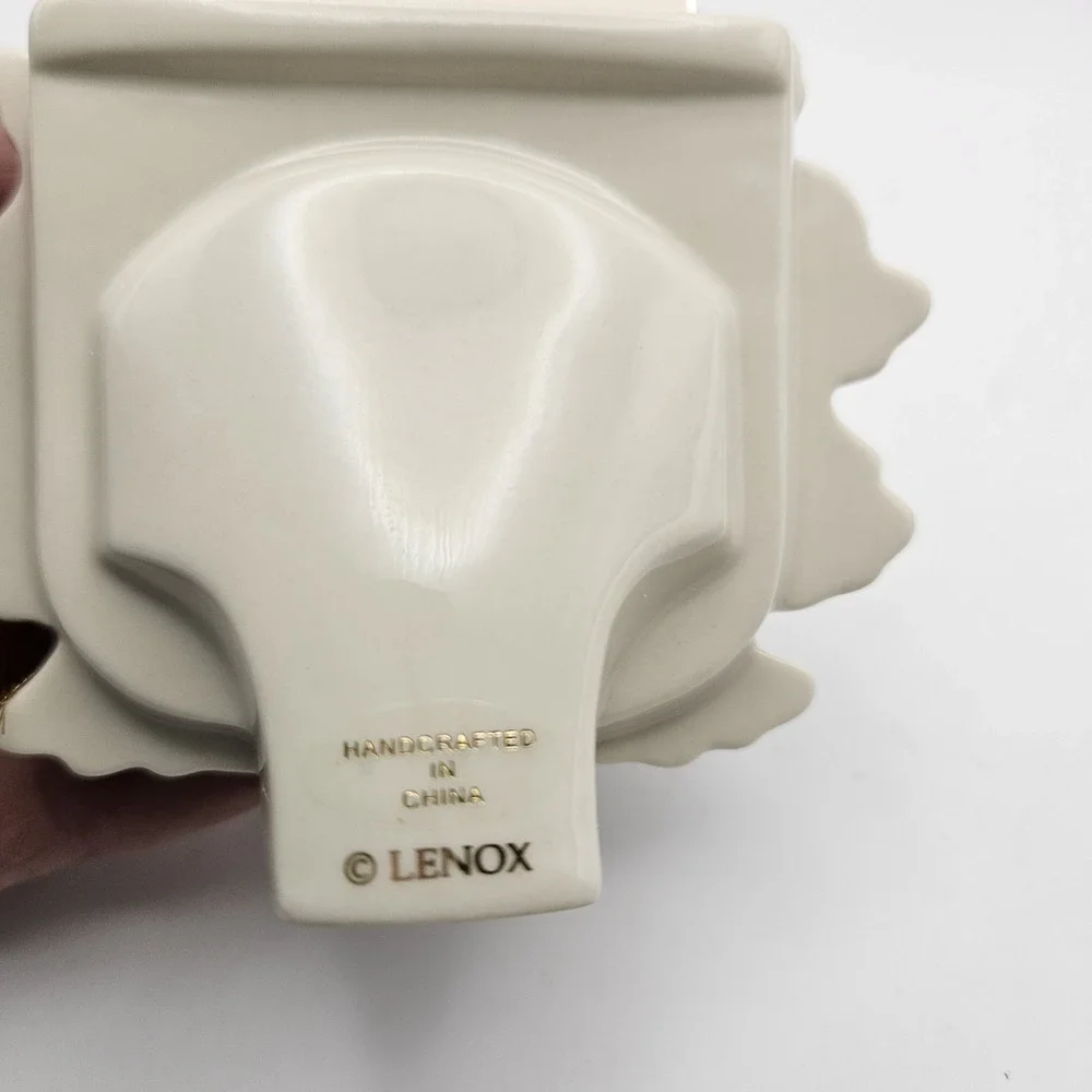 Lenox Christmas Tree Frame Ornament Porcelain Ivory & Gold Handcrafted 2003